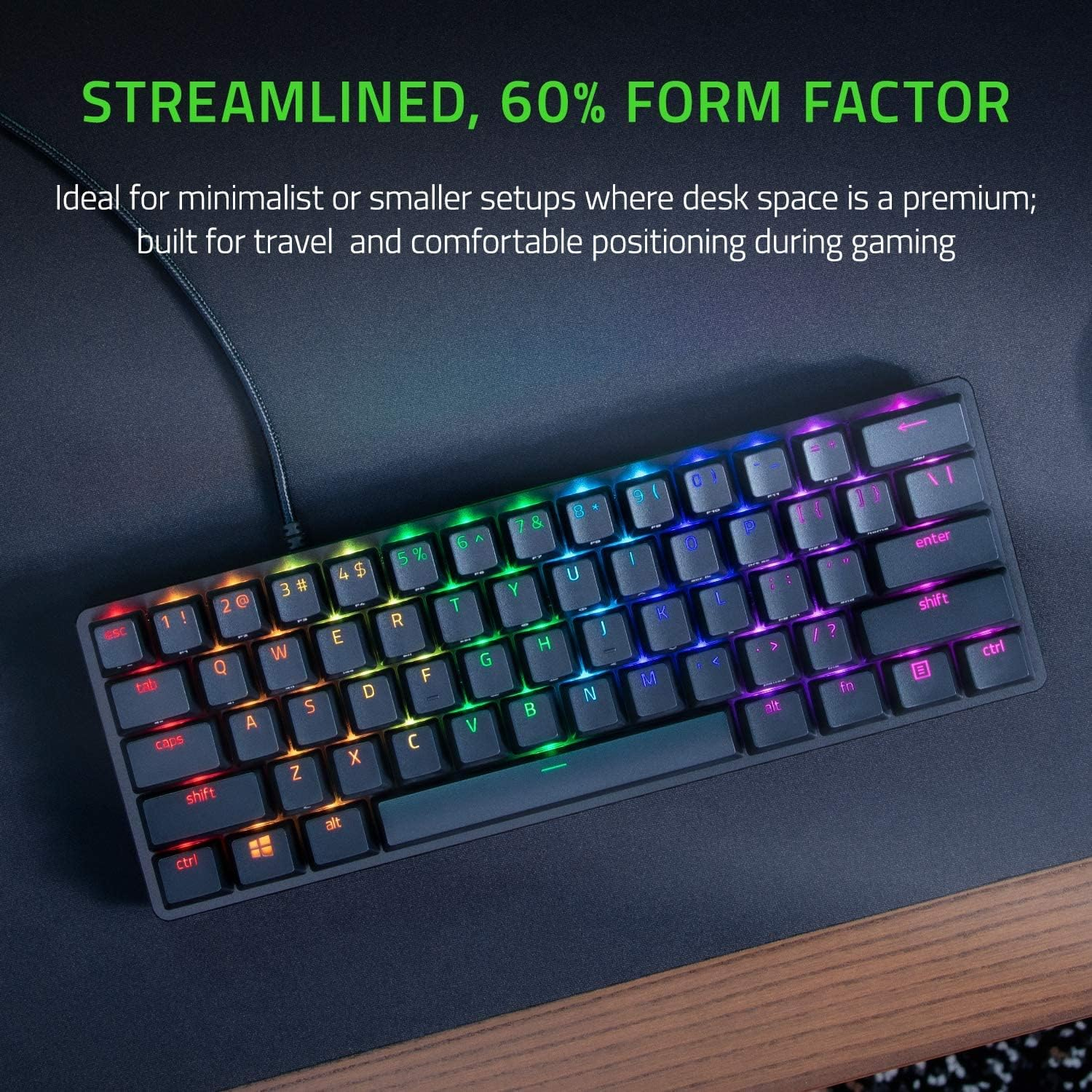 Razer Huntsman Mini 60% Clicky Optical-Mechanical (Purple Switch) Gaming Keyboard - Black Razer Huntsman Mini 60% Clicky Optical-Mechanical (Purple Switch) Gaming Keyboard - Black